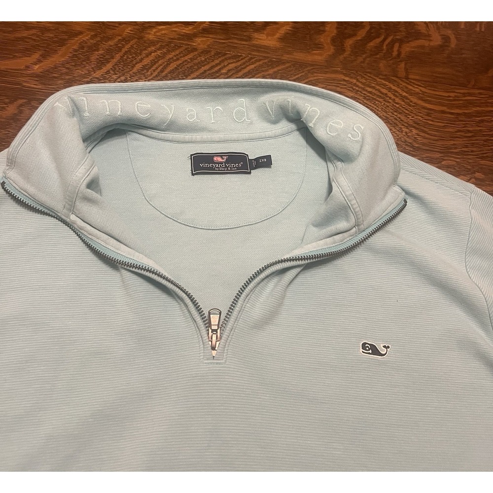 Vineyard Vines 2XB Quarter Zip Sweater Mint Green Knit Pullover